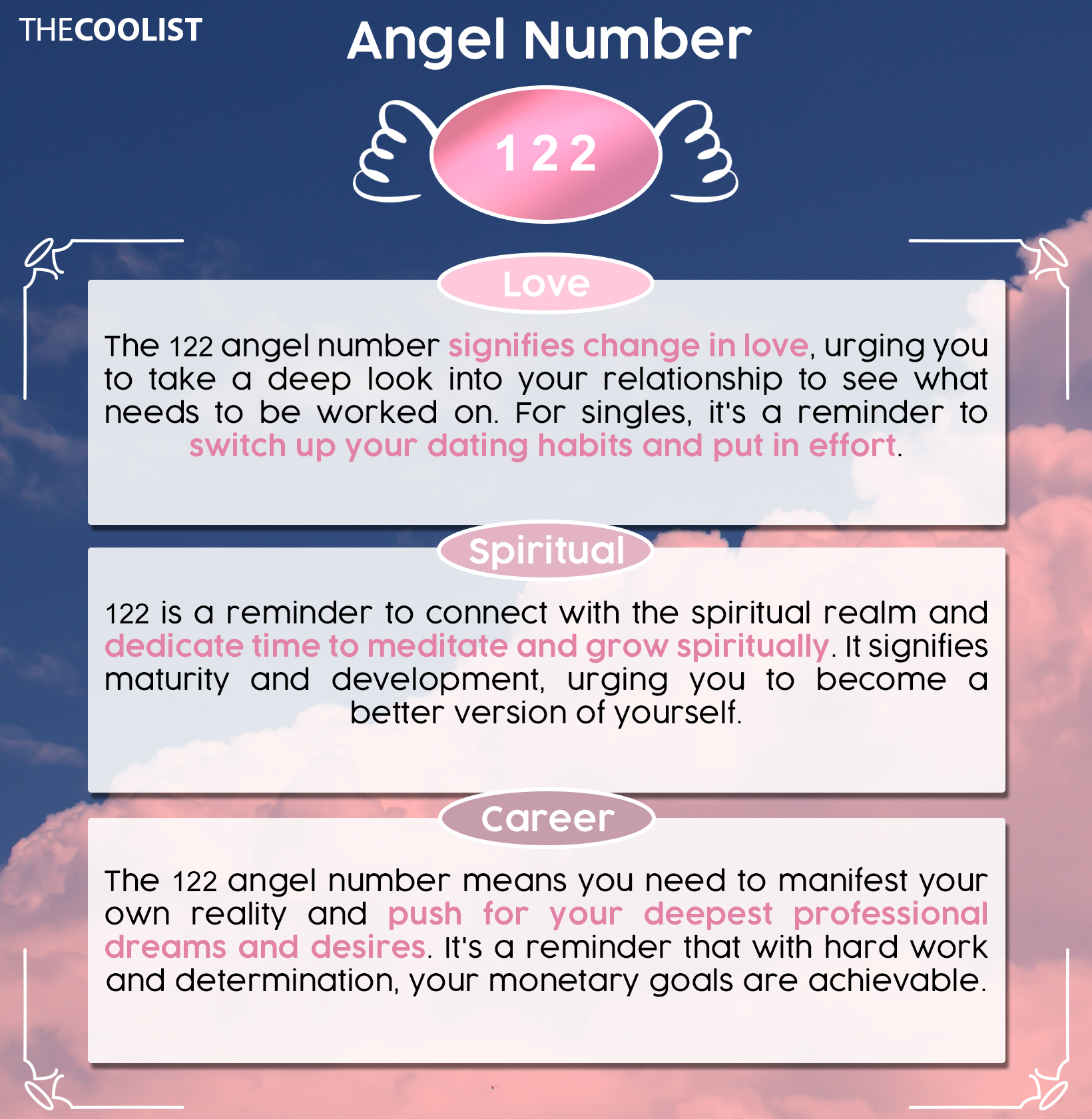 Número de anjo 122: significado, numerologia, importância, chama gémea, amor, dinheiro e carreira