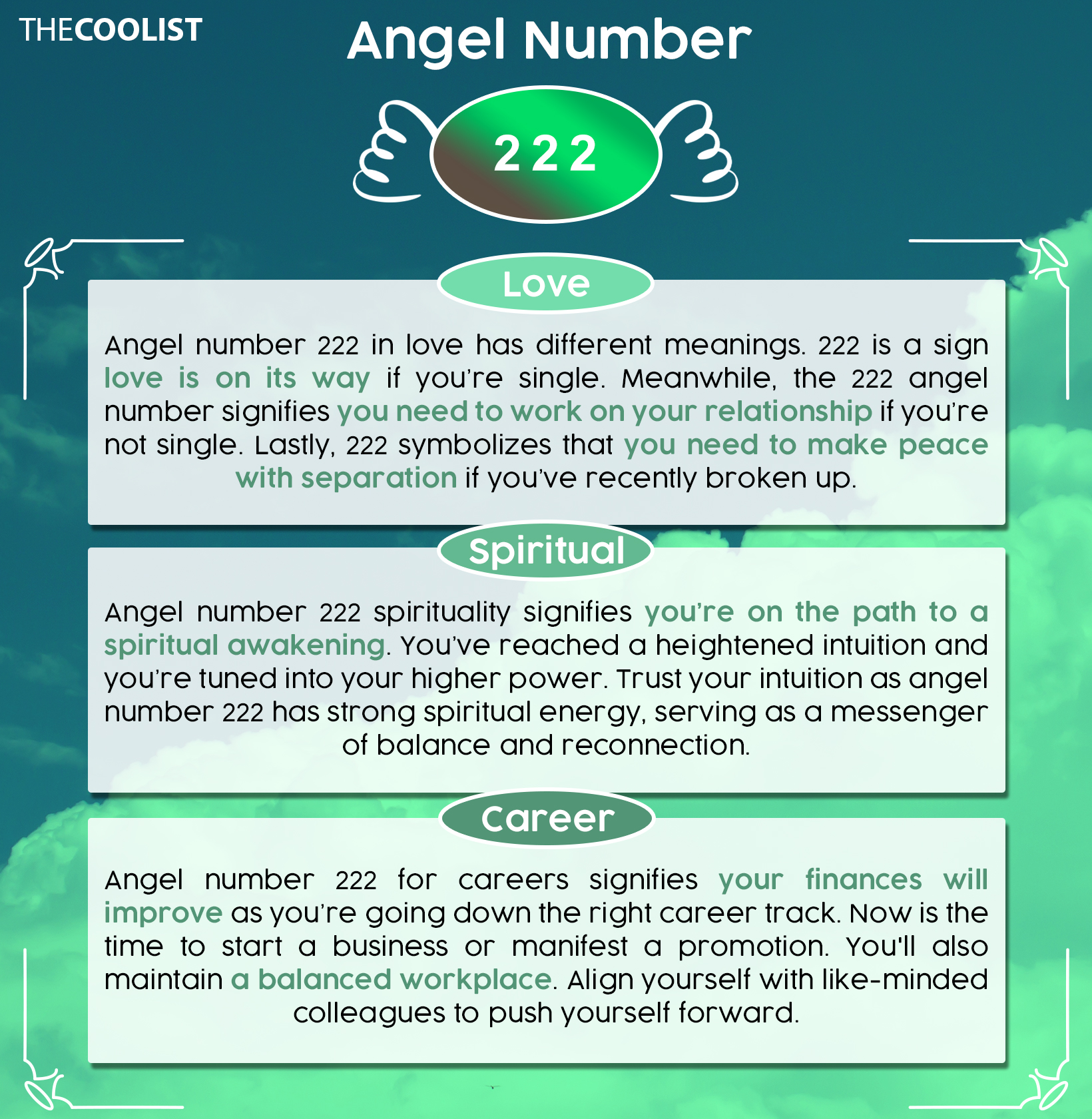 Número de anjo 222: significado, numerologia, importância, chama gémea, amor, dinheiro e carreira