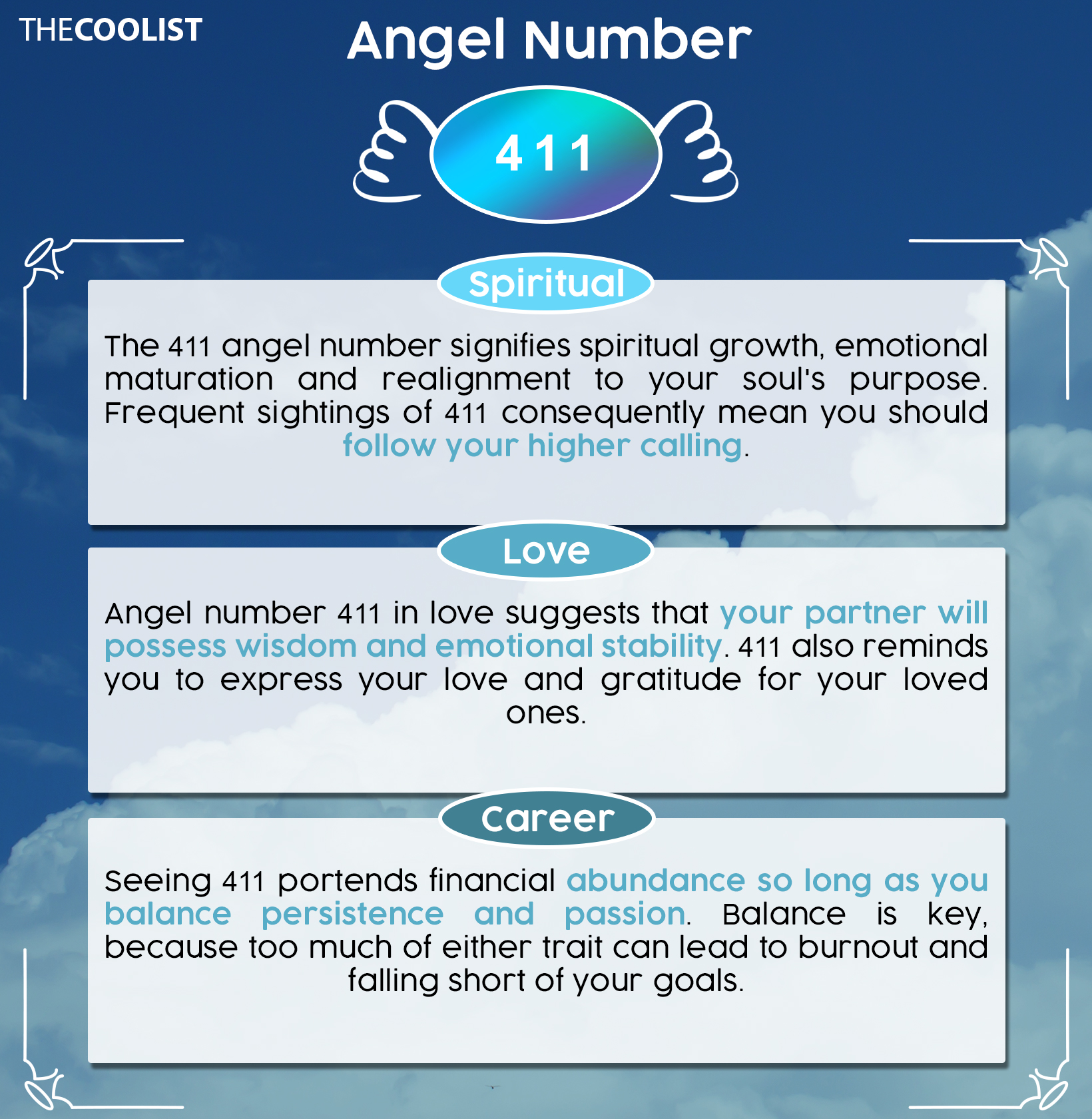 Número de anjo 411: significado, importância, manifestação, dinheiro, chama gémea e amor